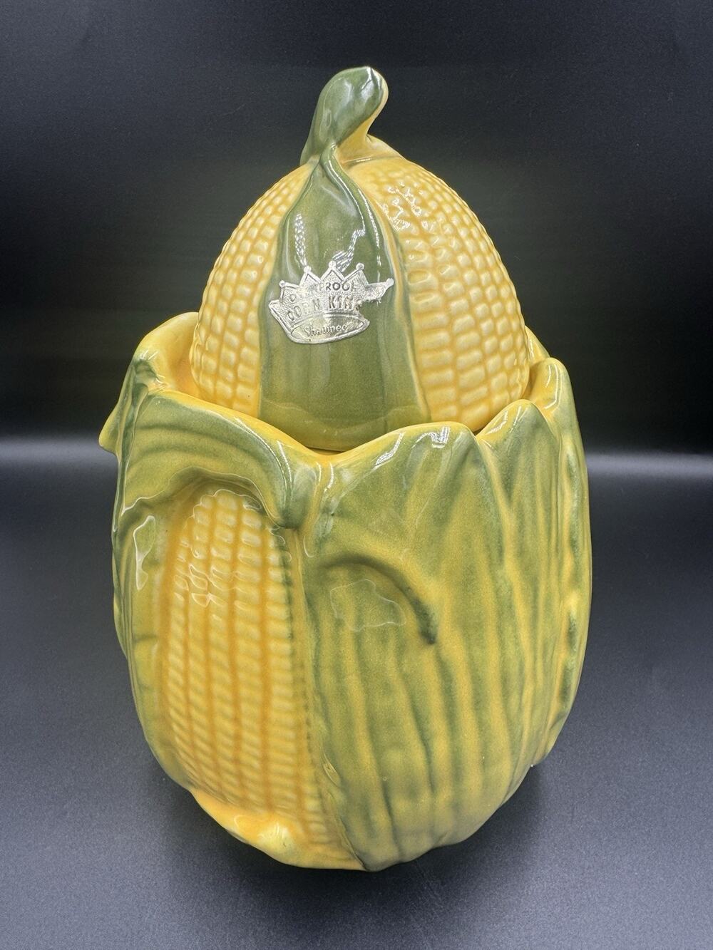 Vintage Shawnee Corn King No. 66 Cookie Jar Original Foil Label USA 10.25”